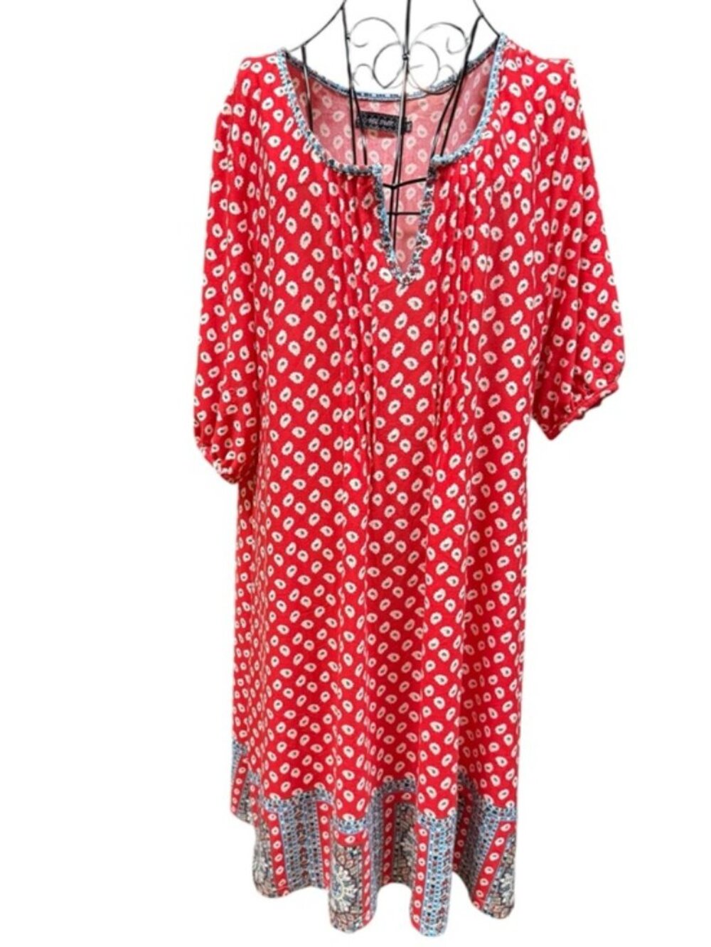 Cute Red Printed Nightgown 3X